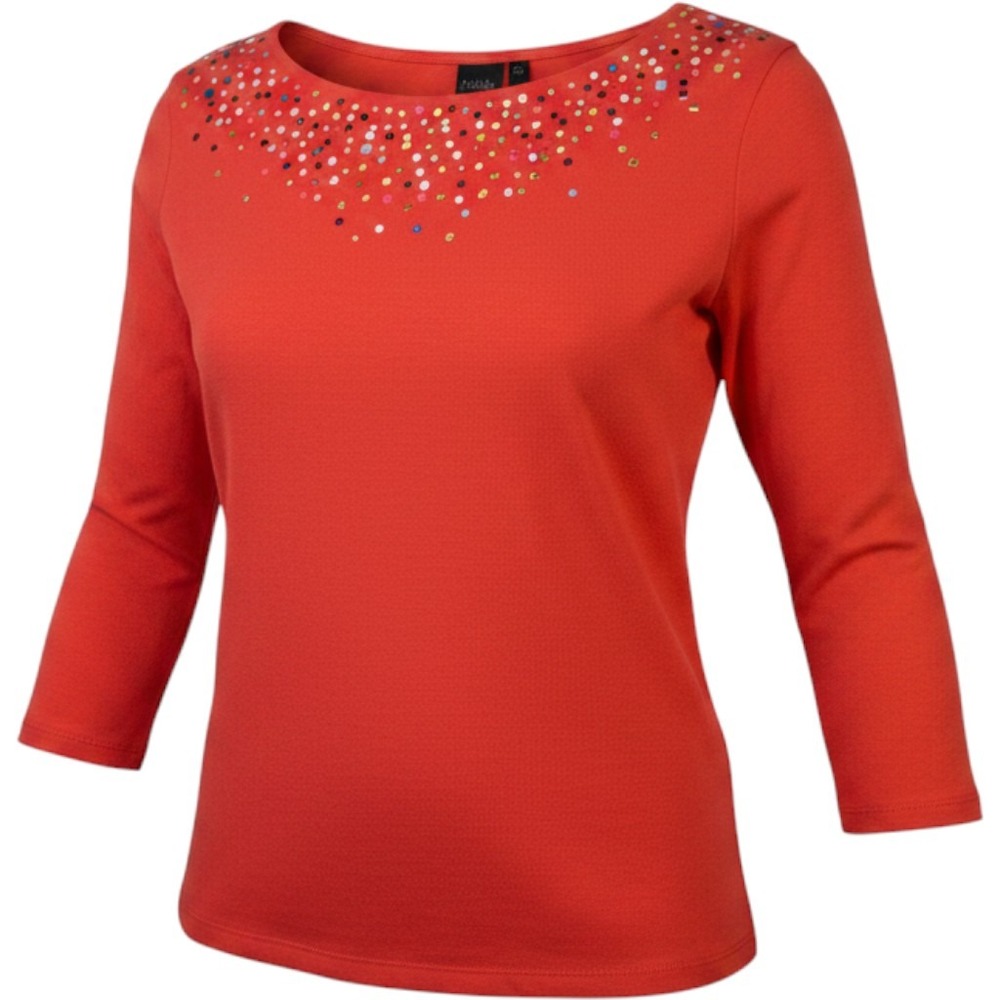 Rafaella Womens XL Orange Embellished Studded 3/4 Sleeve 100% Cotton Knit Blouse